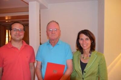 von links: Vorsitzender Fabian Wunderlich, Dieter Balthasar, Kreisvorsitzende Rita Schwarzelühr-Sutter