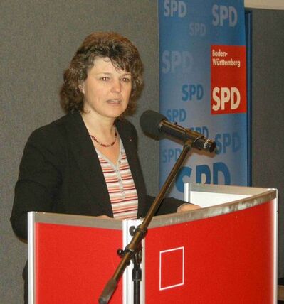 Ute Vogt beim Bürgerempfang in der Gemeindehalle Unterlauchringen